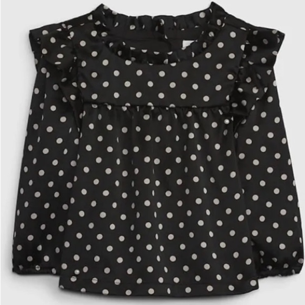 Baby Ruffle Black Polka Dot Blouse Shirt